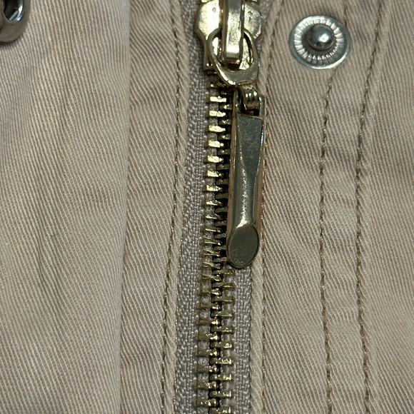 White House Black Market Beige Military Jacket Full Zip Snap Pockets - Picture 4 of 10